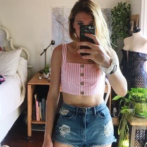 Show Me Your Mumu X Barbie Striped Crop Top